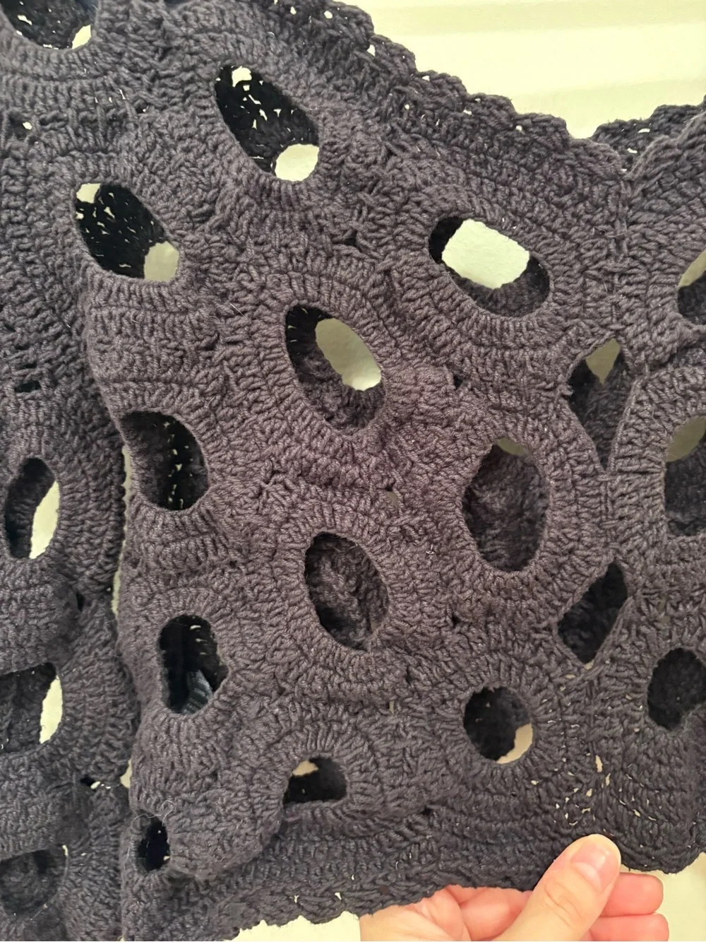 Anthropologie Maeve Cut-Out Crochet Crop Topper in Black One Size